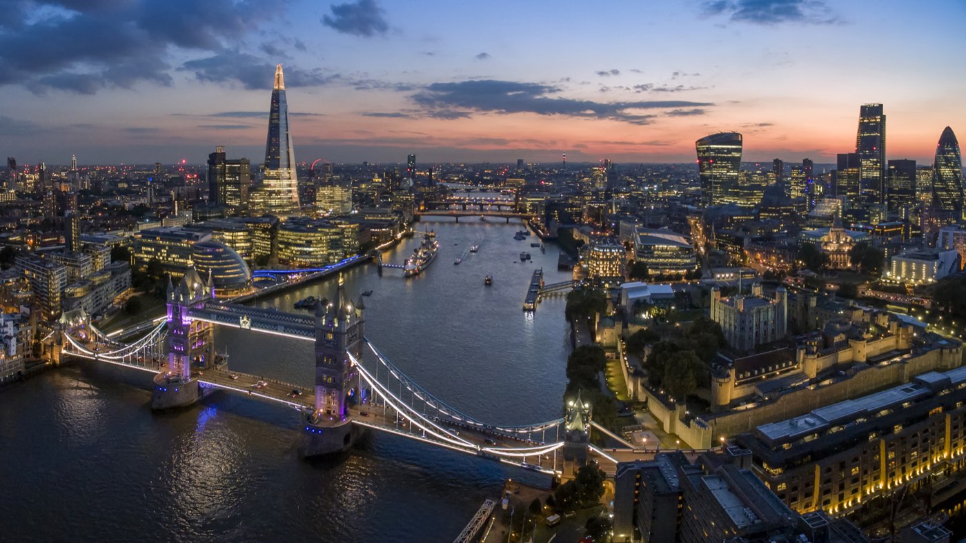 Tower Bridge and The Shard at dusk