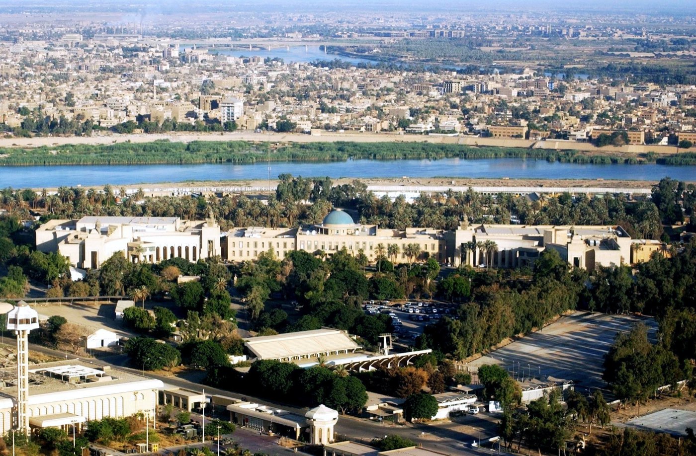 Aerial view of Baghdad along the Tigris river