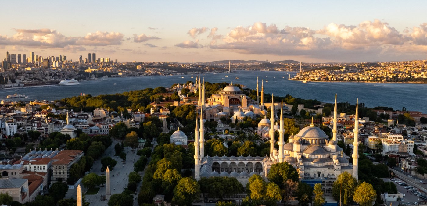 Hagia Sophia and the Bosphorus at golden hour